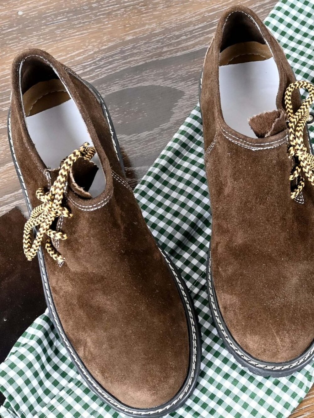 Men’s Dark Brown Lederhosen Shoes  Bavarian German Suede Oktoberfest Footwear